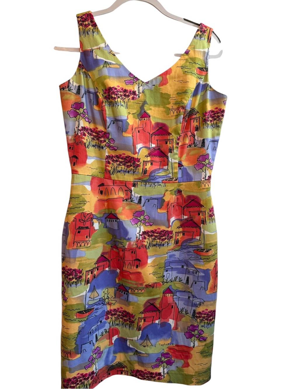 Coldwater Creek Multi-Color V-Neck Midi Dress